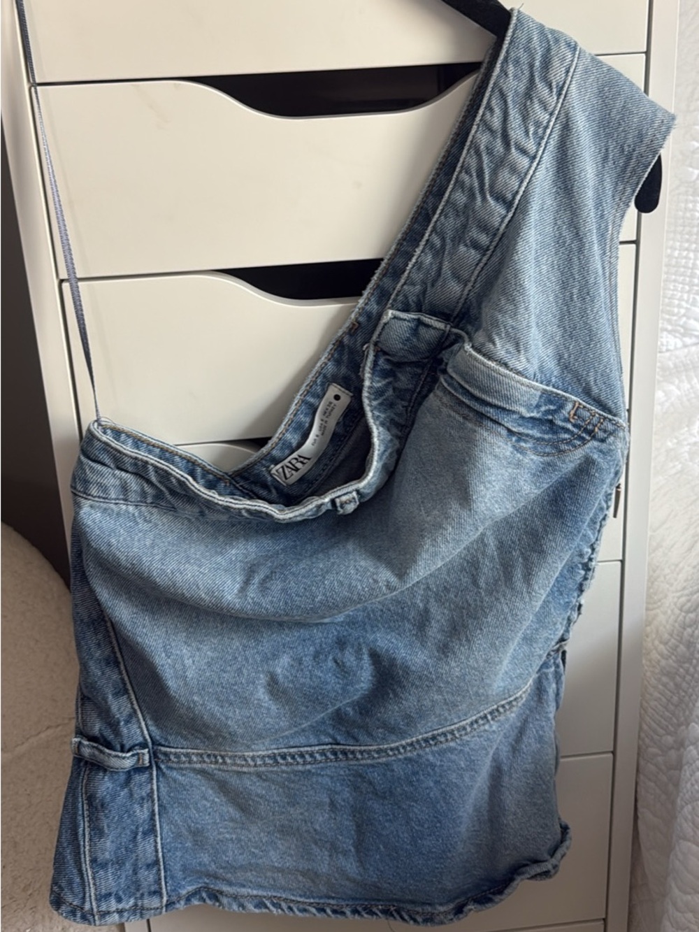 Zara Light Wash Blue Denim Top